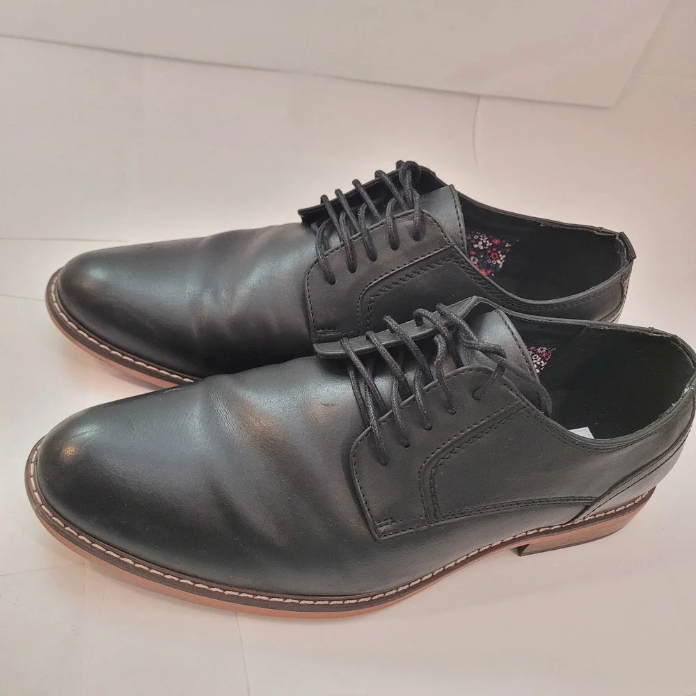 Madden Derby Shoes Men Black Lace Up‎ Plain Toe Ortholite 11W Wide Width